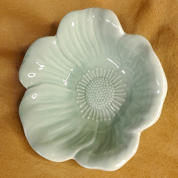 Other - Light Sea Green Floral Ceramic‎ Dish